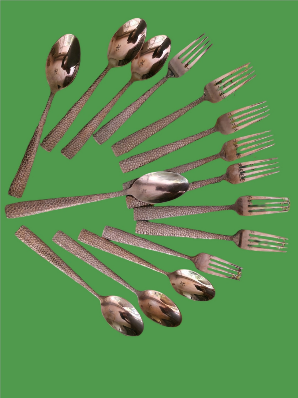 4/$97 Deal! Elite Textured Copper Flatware Set